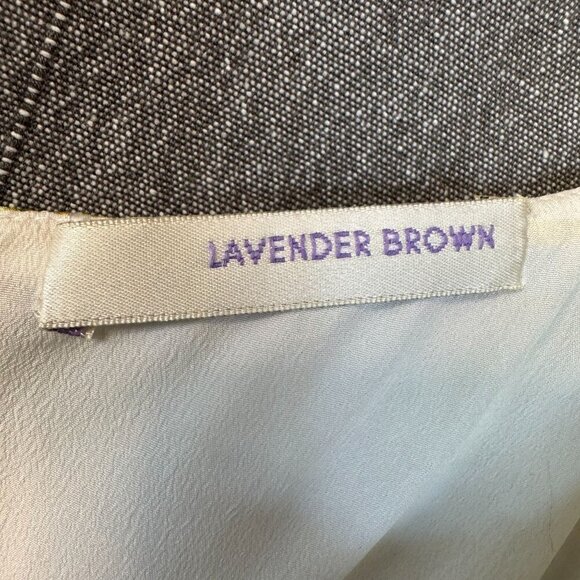 Lavender Brown Lemon Print Square Neck Puff Sleeve Empire Waist Long Midi Dress - Picture 14 of 14